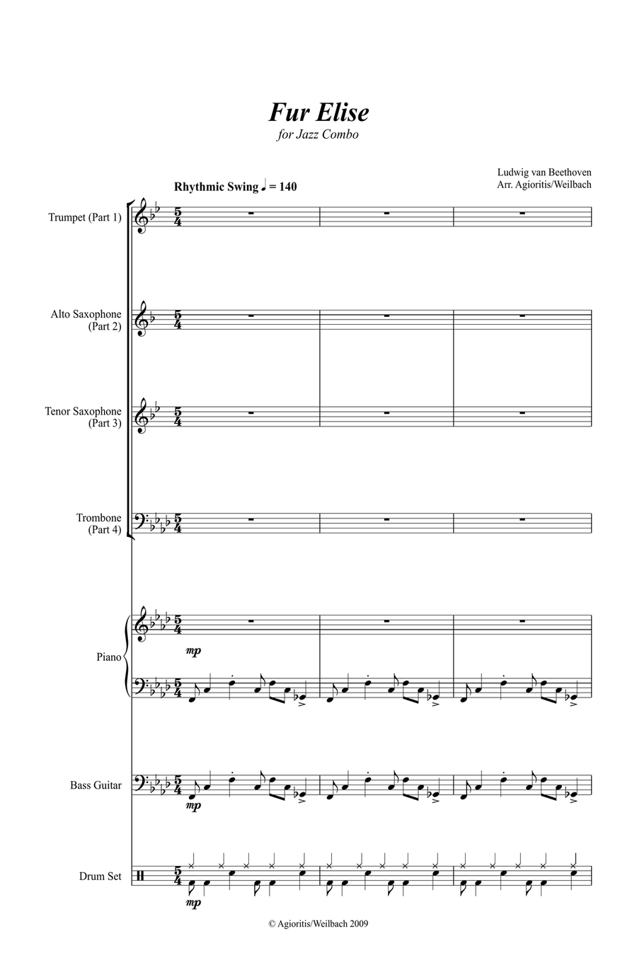 Fur Elise - in a Jazz Style - for Flexible Jazz Combo Jazz Ensemble scores gallery preview page 3