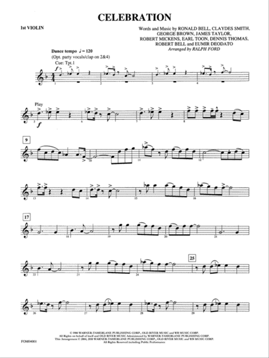Celebration: 1st Violin Celebration: 1st Violin Full Orchestra scores gallery preview page 1
