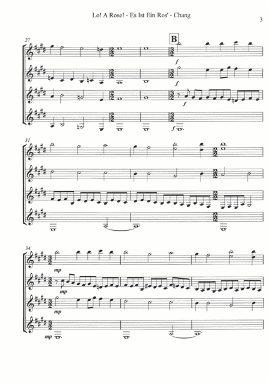 Lo! A Rose! - Es Ist Ein Ros' - Guitar Ensemble Guitar Ensemble scores gallery preview page 3