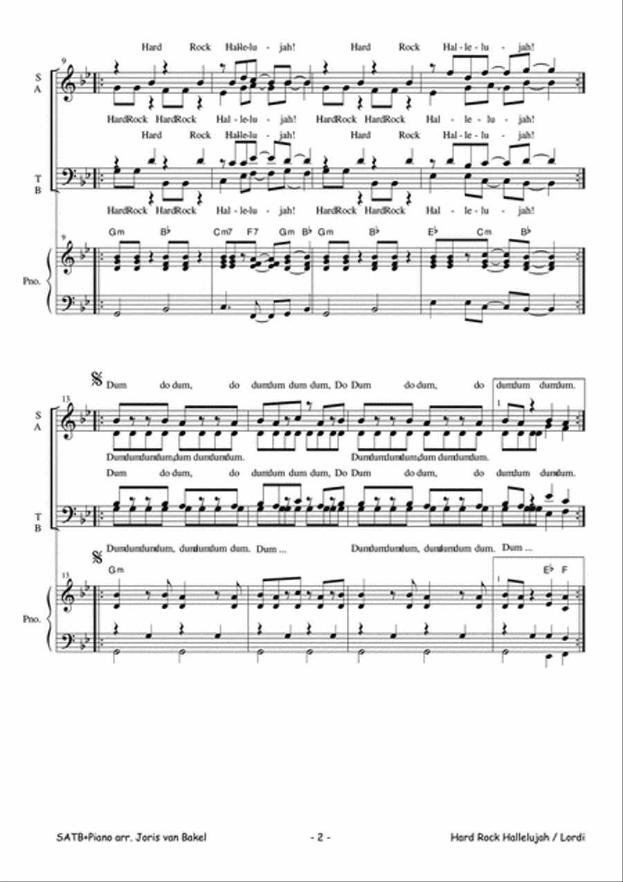 Hard Rock Hallelujah 4-Part scores gallery preview page 2