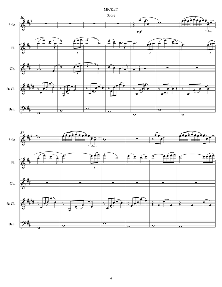 Mickey Mickey Woodwind Quintet scores gallery preview page 4