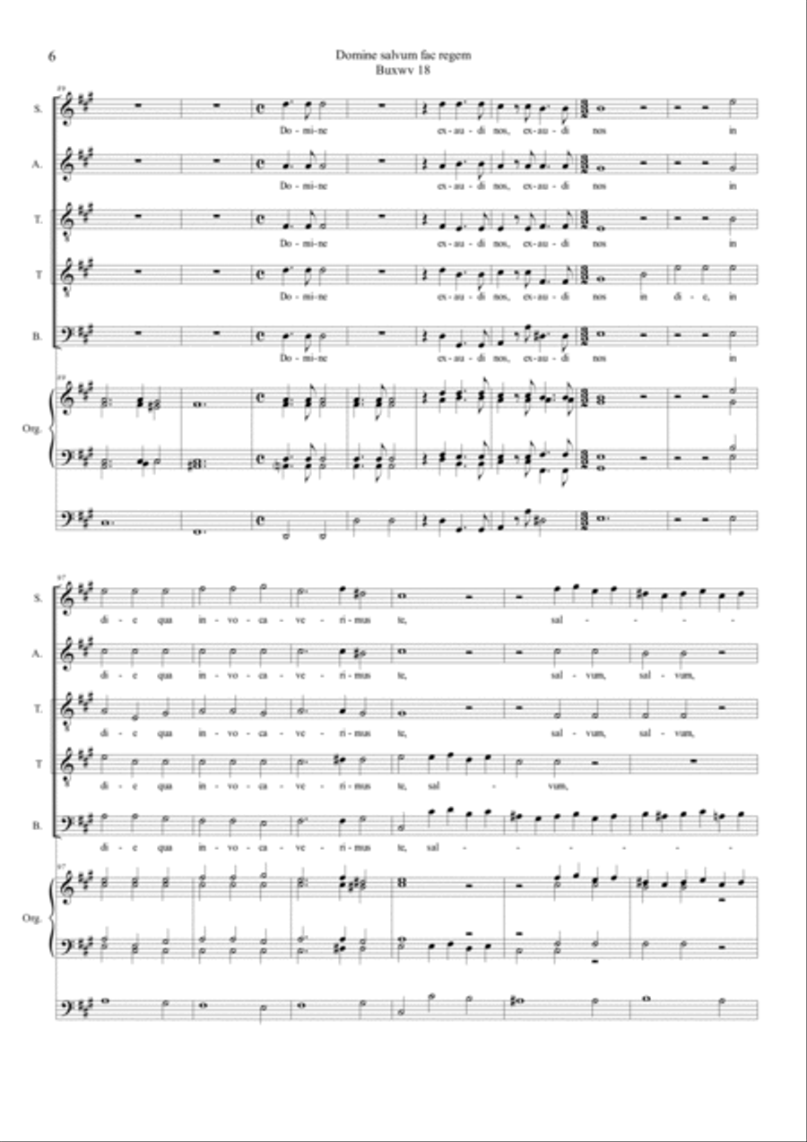 BUXTEHUDE - Domine salvum fac regem; Buxwv 18 Choir scores gallery preview page 6