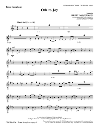 Ode To Joy (Does Not Match SATB 08752035) - Tenor Sax