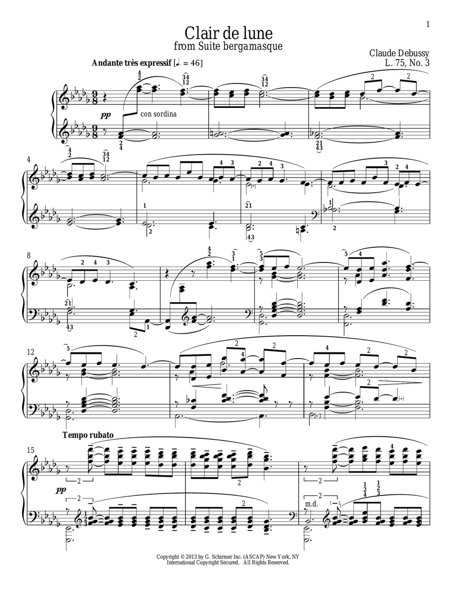 Clair De Lune Clair De Lune Piano Solo scores gallery preview page 1