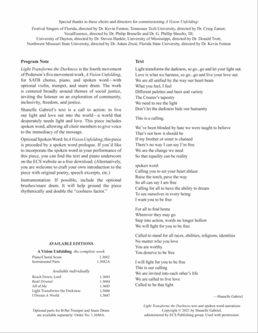Light Transforms the Darkness 4-Part scores gallery preview page 2