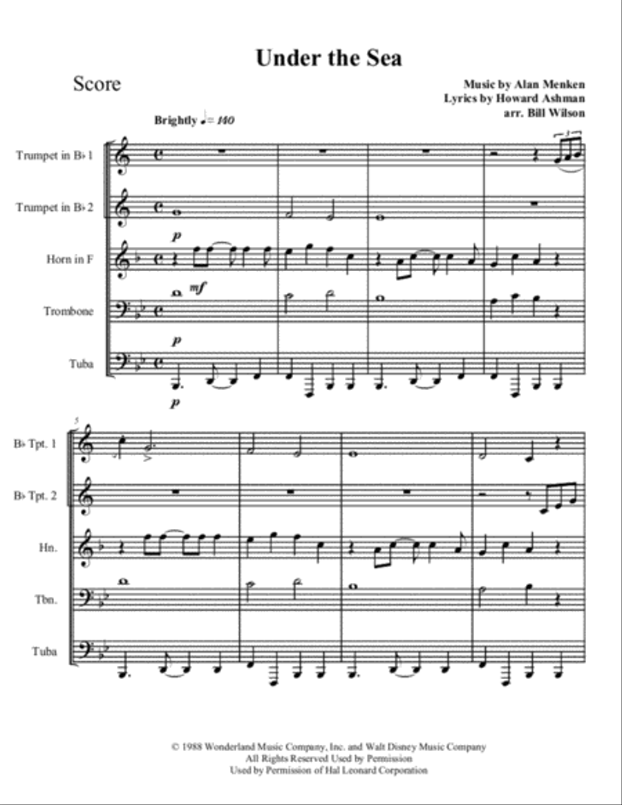 Under The Sea Brass Quintet scores gallery preview page 2