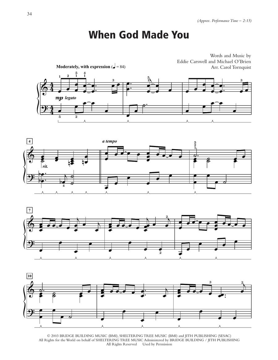 When God Made You (arr. Carol Tornquist) Piano Solo scores gallery preview page 1