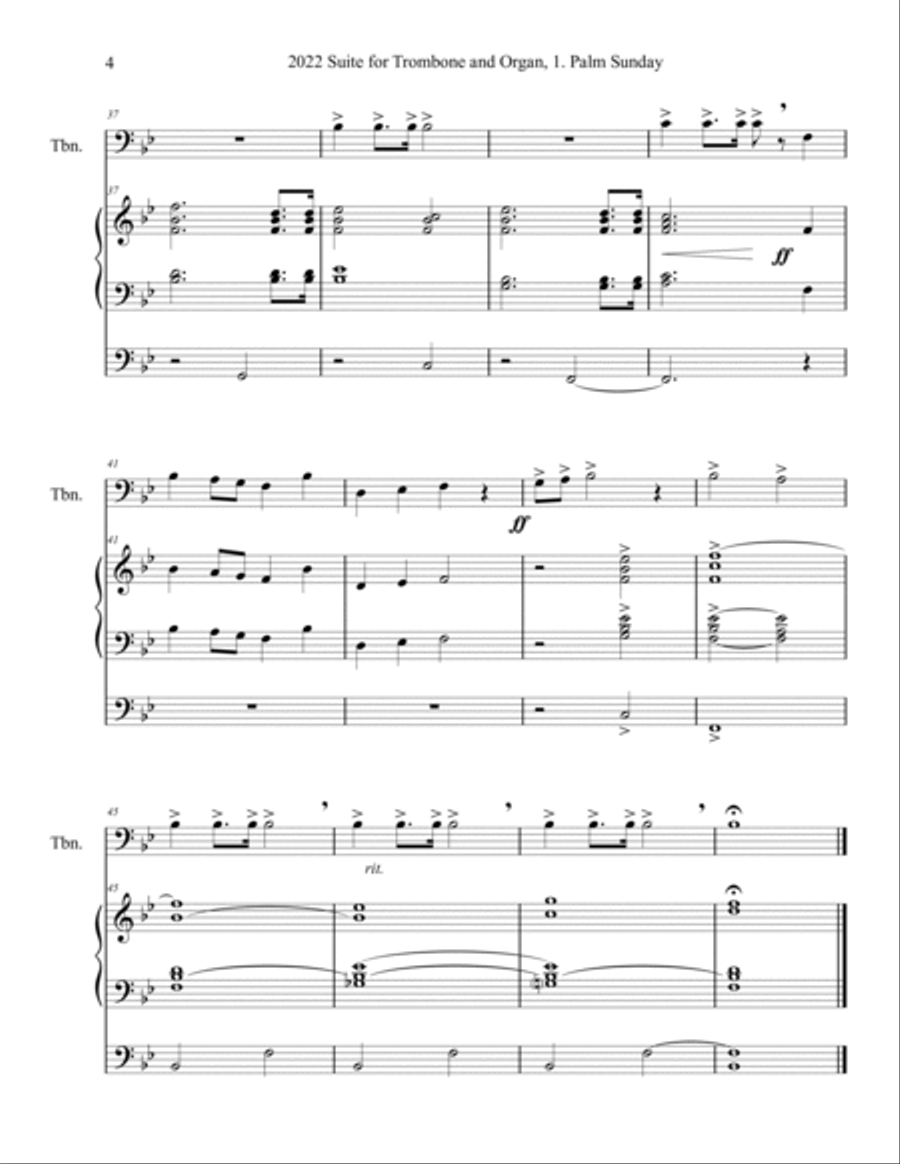 2022 Suite for Trombone and Organ (complete) for Lent, Palm Sunday, and Easter, by Phil Lehenbauer Trombone scores gallery preview page 5