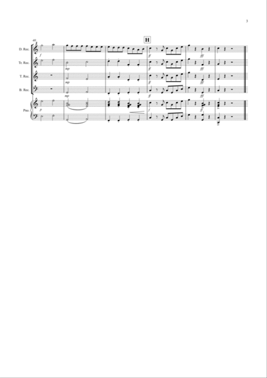 Eine Kleine Nachtmusik (1st movement) for Recorder Quartet Recorder scores gallery preview page 3