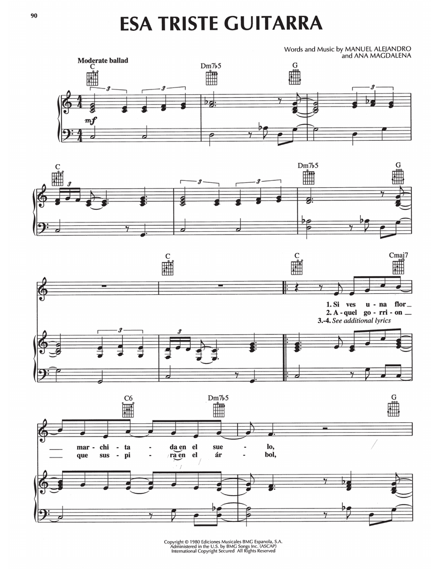 Esa Triste Guitarra Esa Triste Guitarra Piano, Vocal, Guitar scores gallery preview page 1
