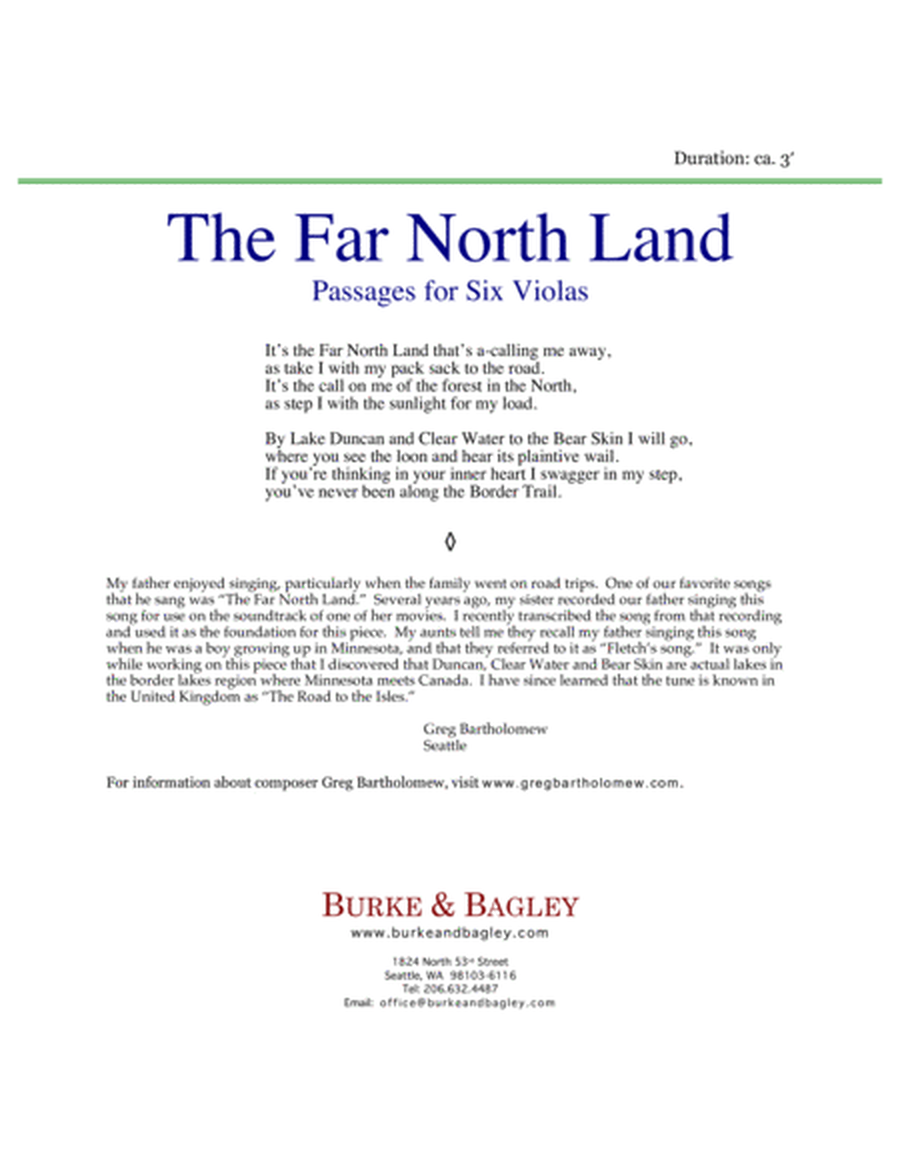 The Far North Land: Passages for Six Violas image number null