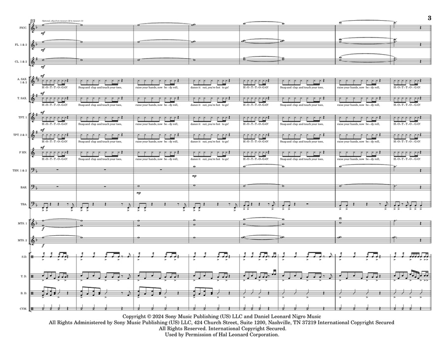Hot To Go Marching Band scores gallery preview page 3