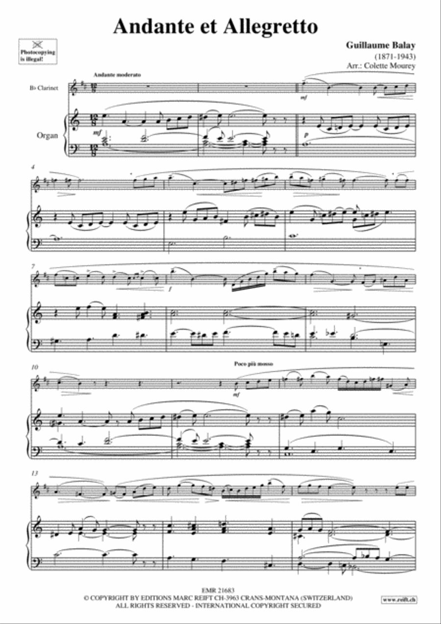 Andante et Allegretto Andante et Allegretto Clarinet scores gallery preview page 3