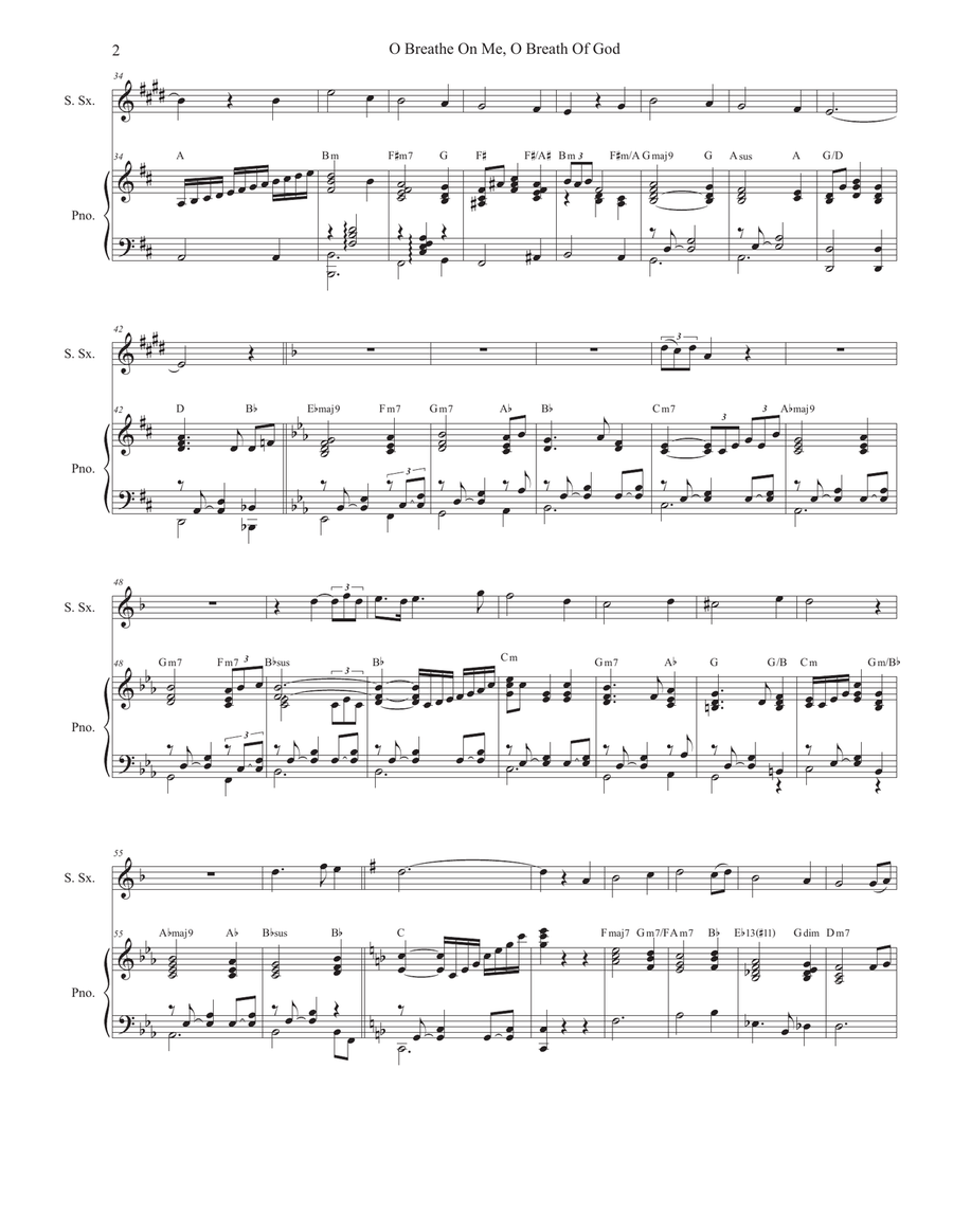 O Breathe On Me, O Breath Of God (Soprano Saxophone and Piano) Soprano Saxophone scores gallery preview page 2