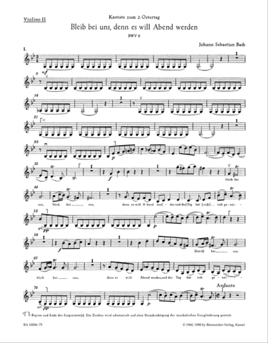 Bleib bei uns, denn es will Abend werden, BWV 6 Violin scores gallery preview page 1