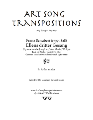 Book cover for SCHUBERT: Ellens Gesang III, D. 839 (transposed to A-flat major)