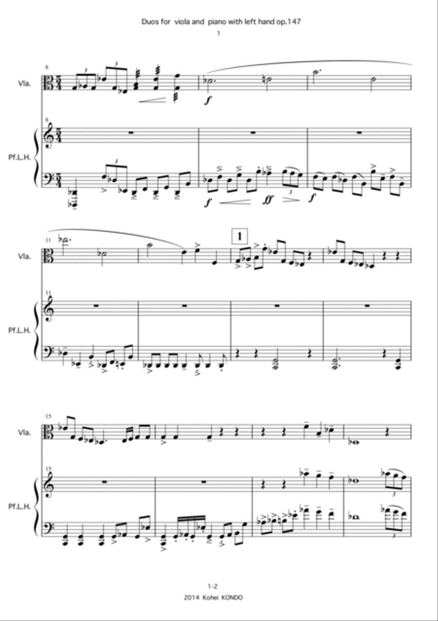 Duos for viola and piano with left hand Op.147 For Viola and Piano with left hand image number null