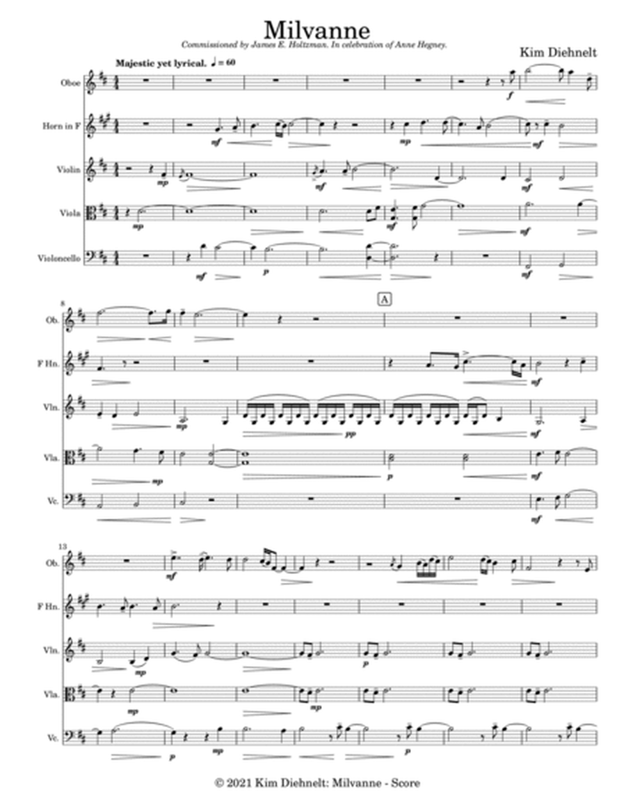 Diehnelt: Milvanne for Oboe, Horn, and String Trio
