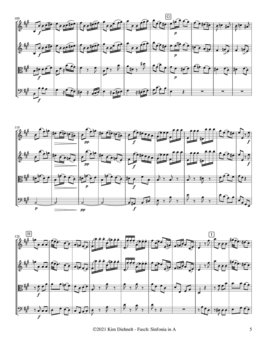Fasch: Sinfonia in A Major (Arr. Diehnelt, for String Quartet) String Quartet scores gallery preview page 6