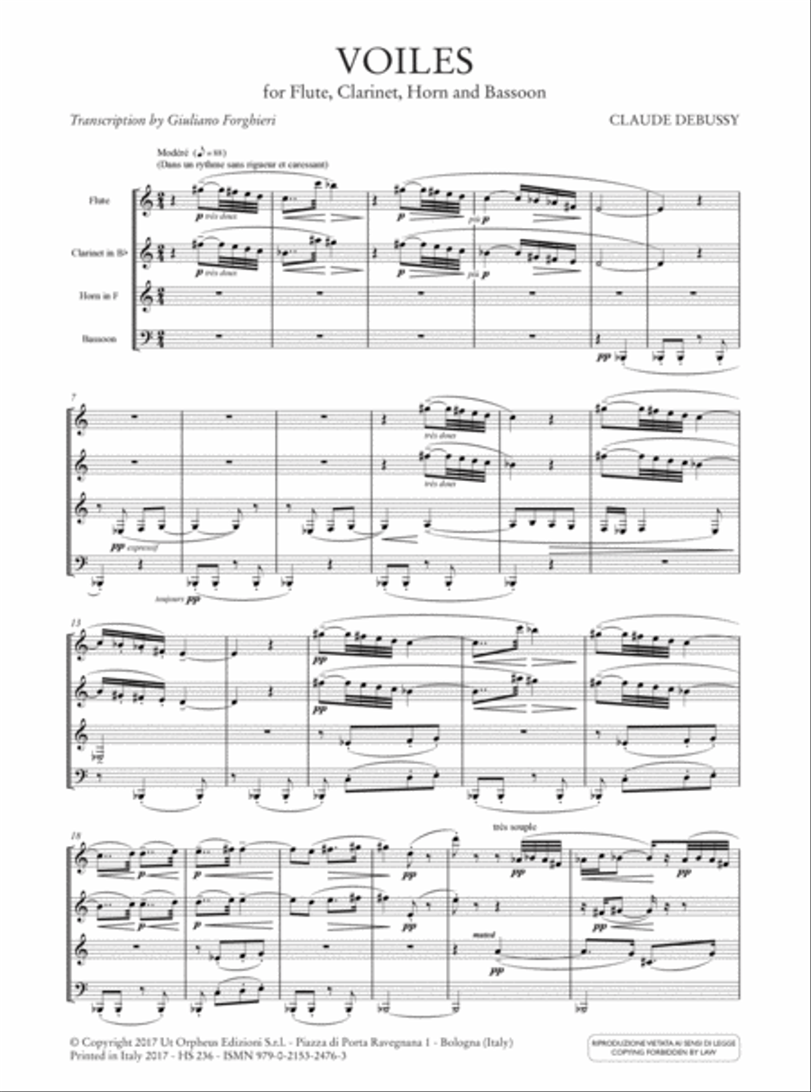 Voiles (from Preludes, Book 1) for Flute, Clarinet, Horn and Bassoon Bassoon scores gallery preview page 2