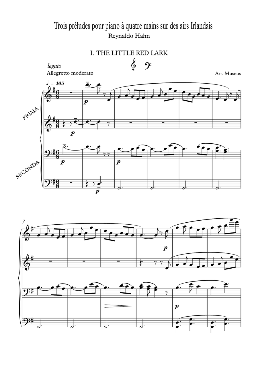 Piano duets 4 hands Preludes by R Hahn 1 Piano, 4-Hands scores gallery preview page 1