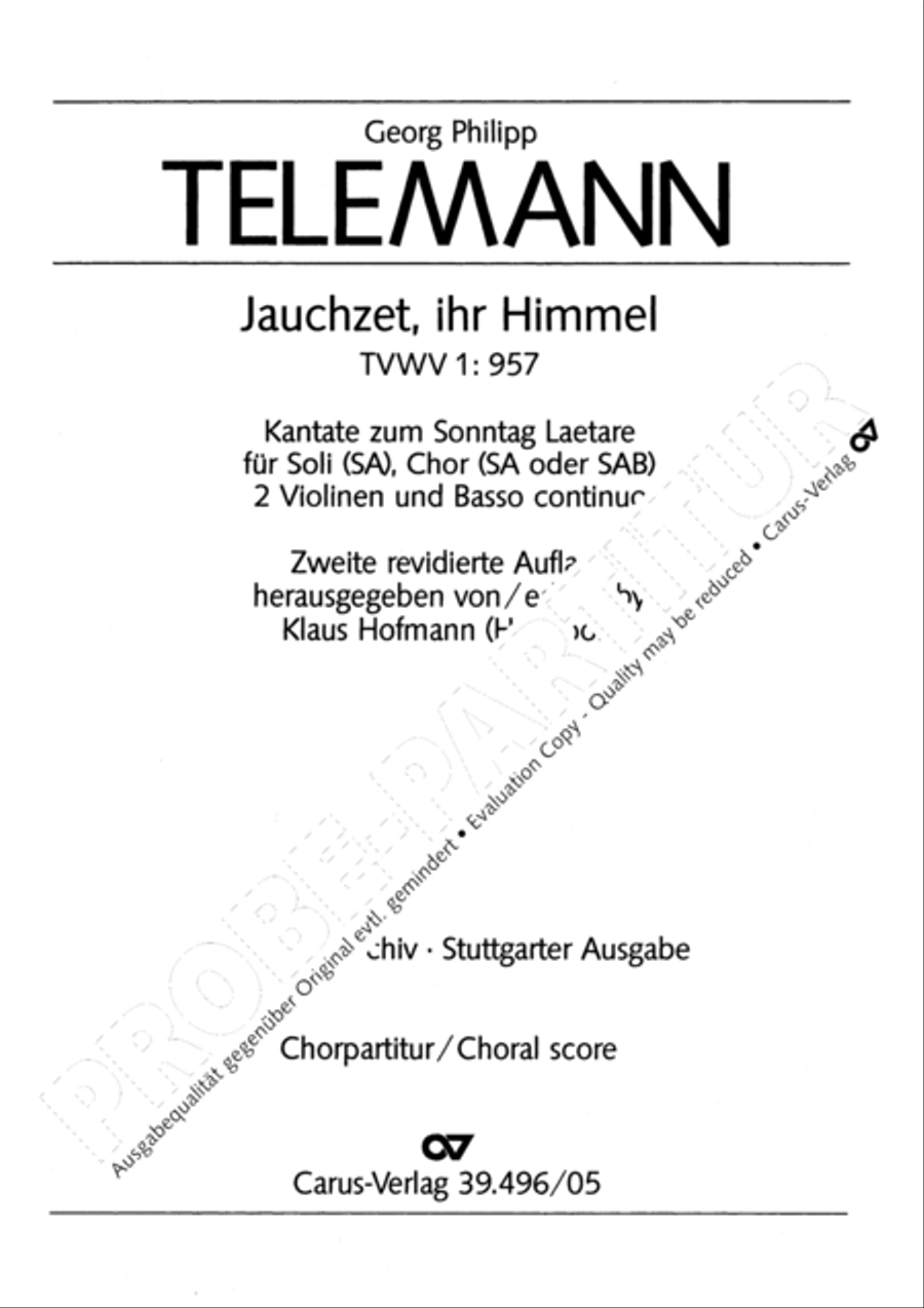 Triumph, O heavens (Jauchzet, ihr Himmel) SA scores gallery preview page 2