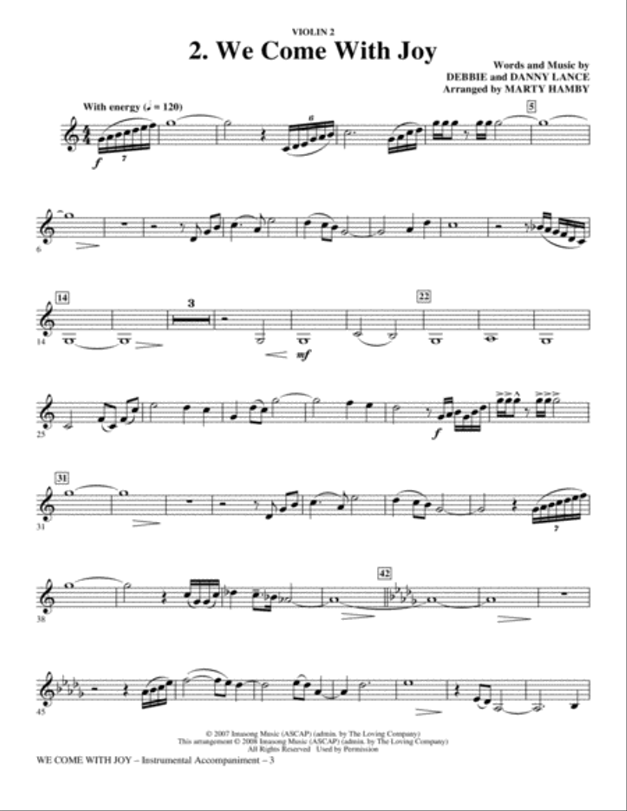We Come With Joy Orchestration - Violin 2 Choir scores gallery preview page 3