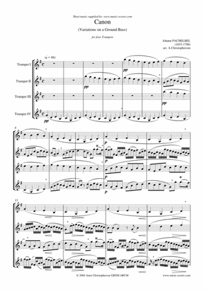 Book cover for Pachelbel's Canon - Trumpet Quartet
