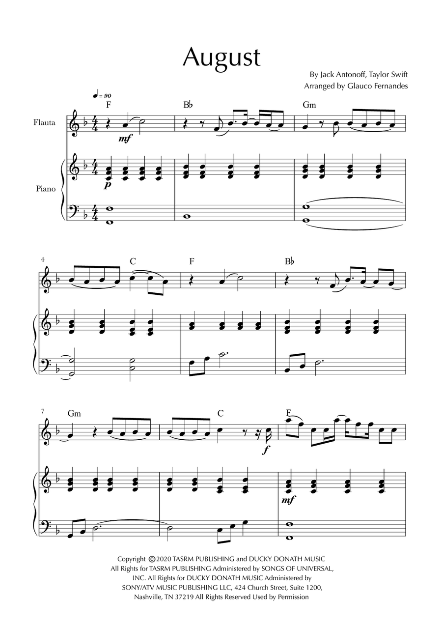 August Flute Solo scores gallery preview page 1