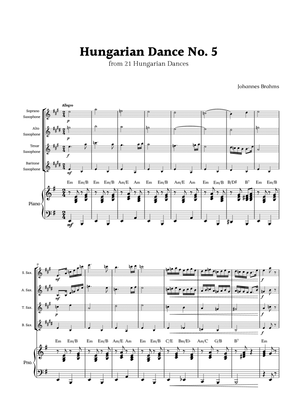 Hungarian Dance No. 5 by Brahms for Sax Ensemble Quartet and Piano
