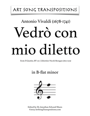 Book cover for VIVALDI: Vedrò con mio diletto (transposed to B-flat minor)