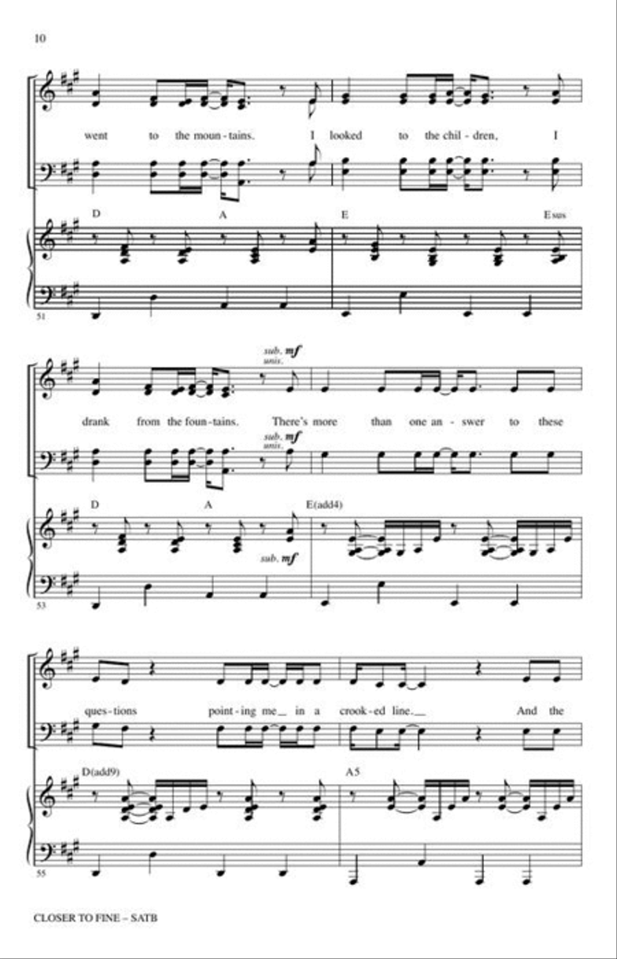 Closer to Fine 4-Part scores gallery preview page 7