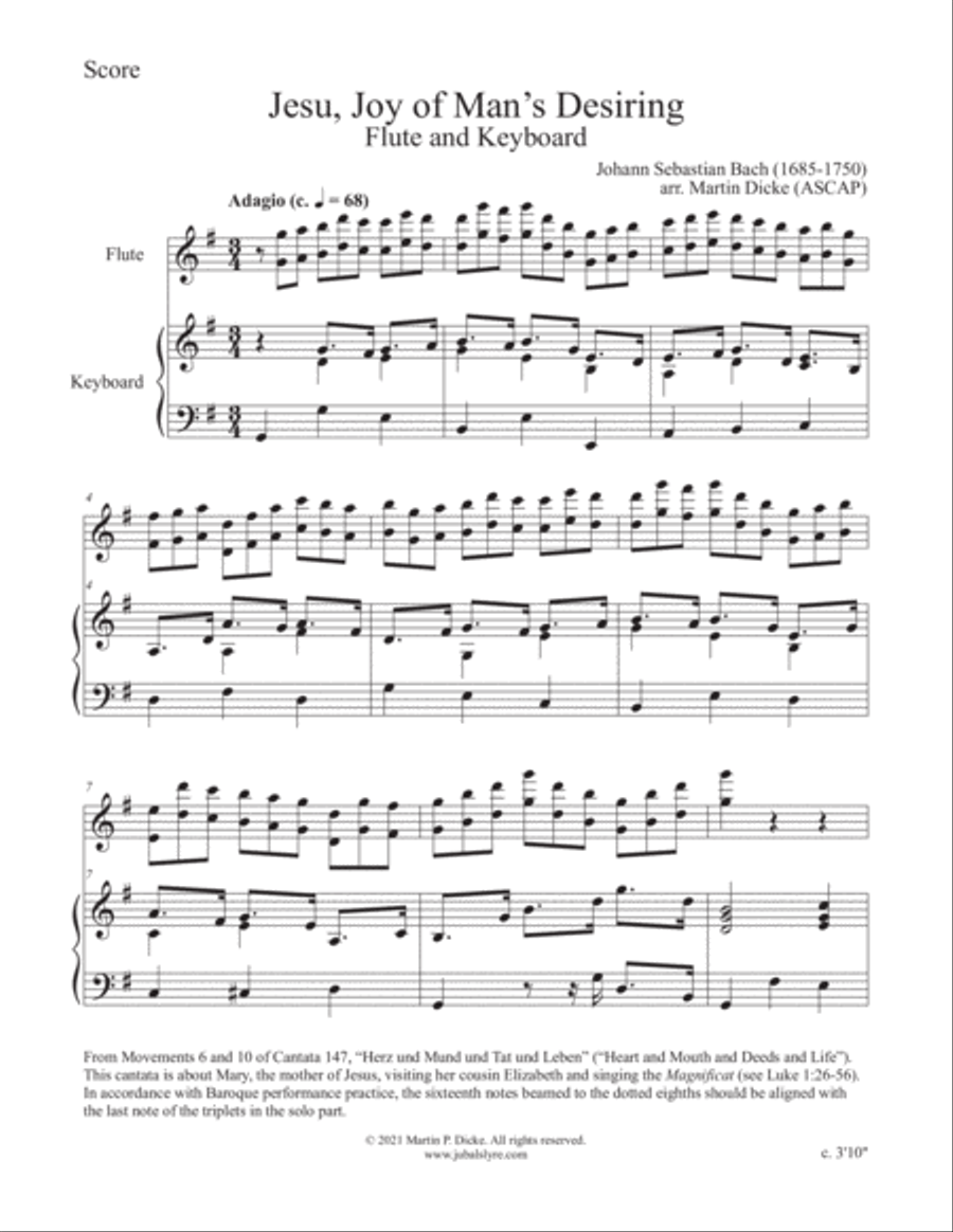 Jesu, Joy of Man's Desiring (Flute and Keyboard) Flute Solo scores gallery preview page 2
