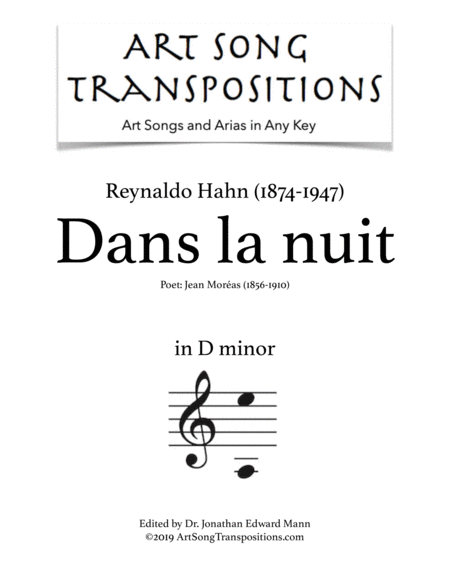 HAHN: Dans la nuit (transposed to D minor)
