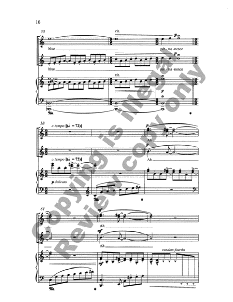 Songs for Women's Voices: 4. Love Is a Rain of Diamonds (Choral Score)