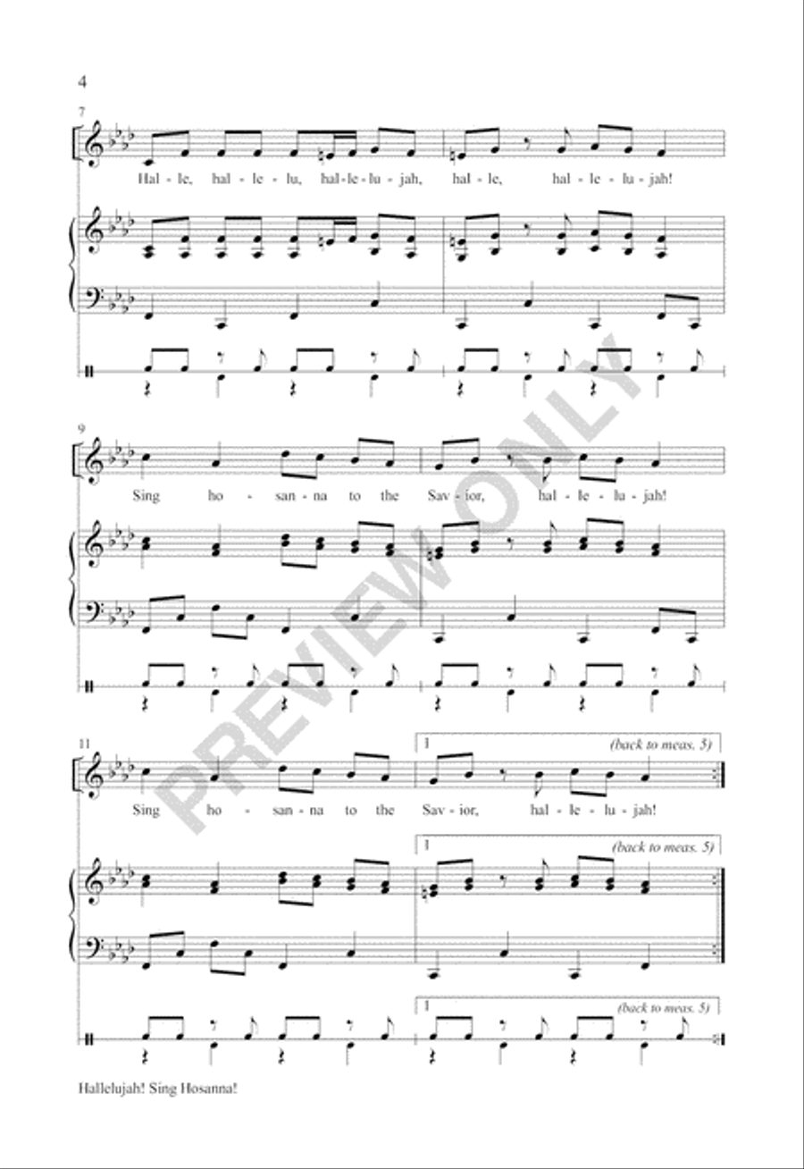 Hallelujah! Sing Hosanna! Unison Choir scores gallery preview page 3
