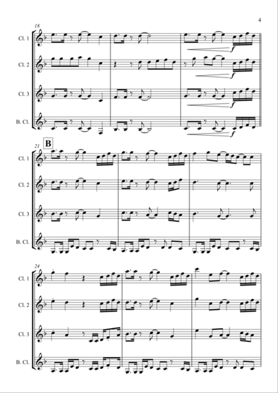 Never Gonna Give You Up Clarinet Quartet scores gallery preview page 5