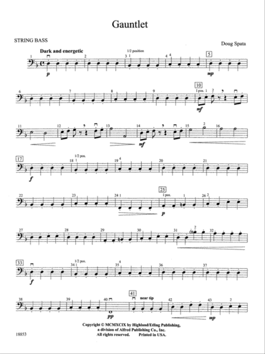 Gauntlet: String Bass String Orchestra scores gallery preview page 1