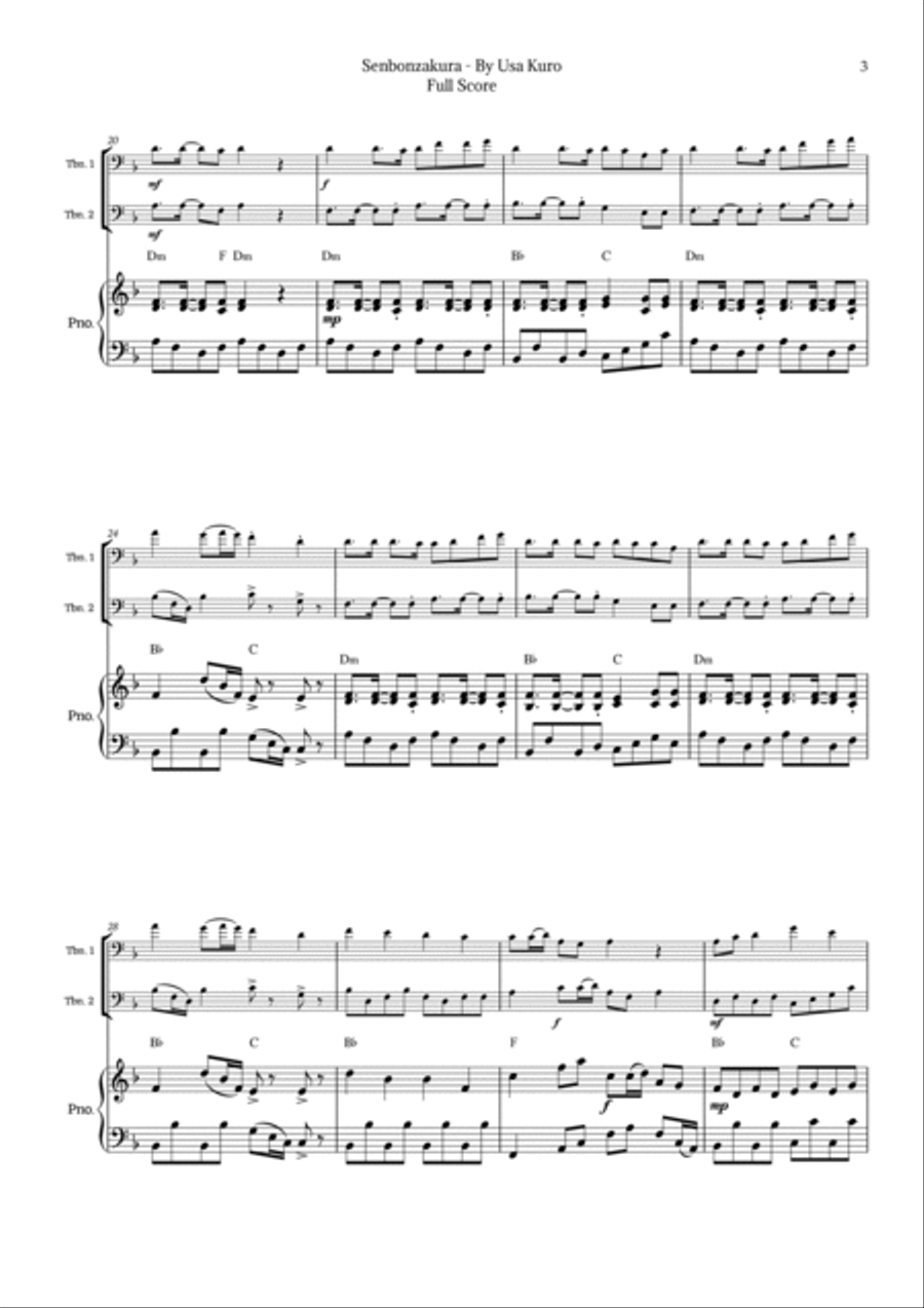 Senbonzakura Trombone Duet scores gallery preview page 3