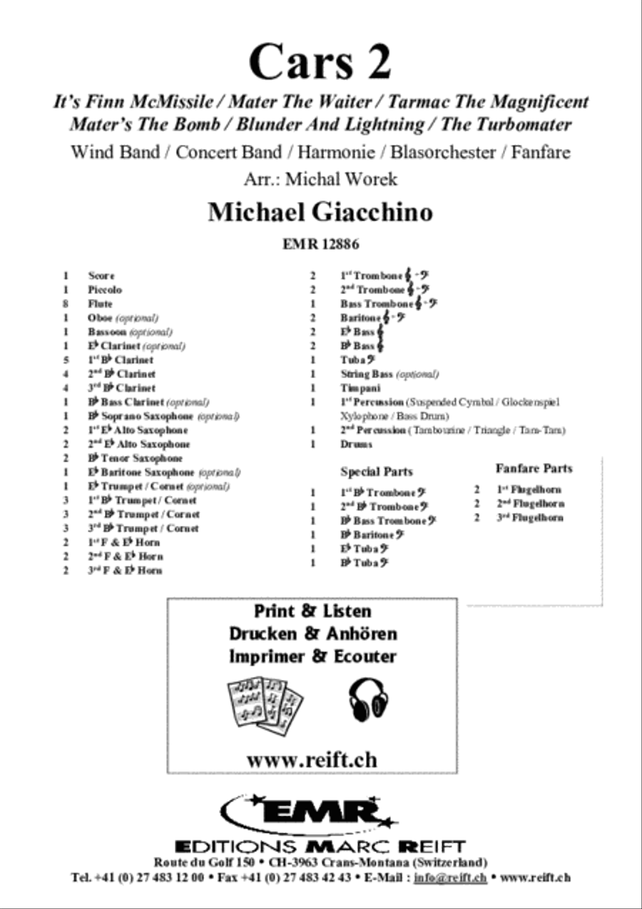 Cars 2 Concert Band scores gallery preview page 2