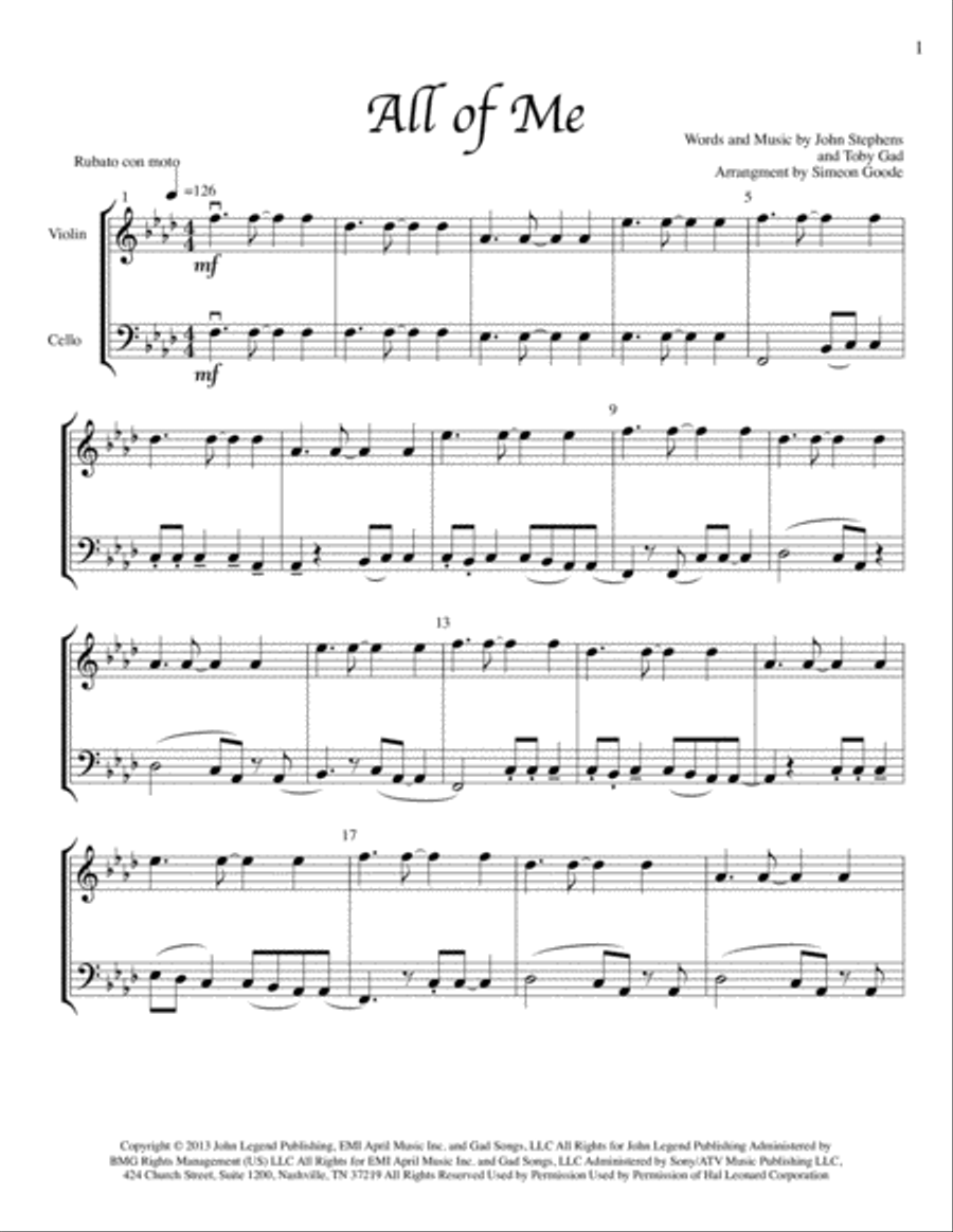 All Of Me String Duet scores gallery preview page 1