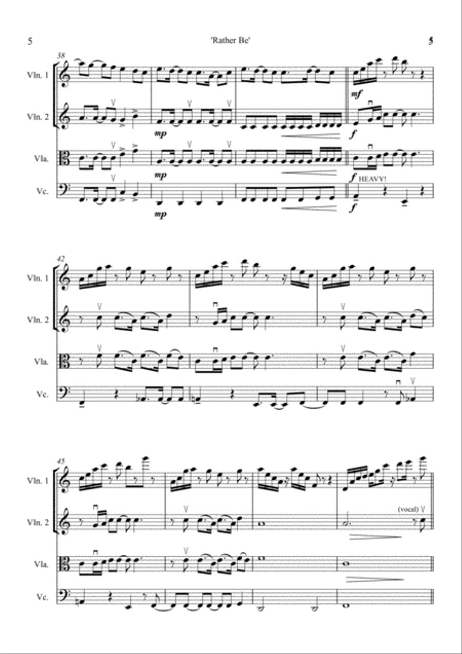Rather Be String Quartet scores gallery preview page 5