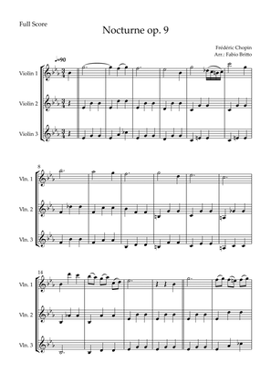 Nocturne Op.9 No. 2 (Frédéric Chopin) for Violin Trio