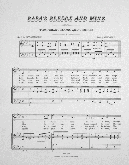 Papa's Pledge and Mine. Temperance Song & Chorus