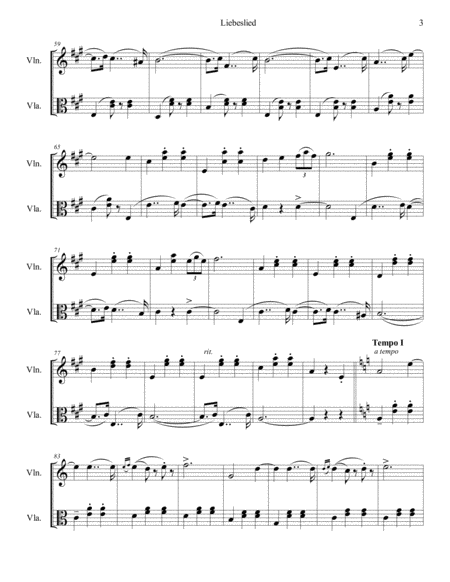 Fritz Kreisler - Love's Sorrow (Liebesleid) for violin and viola duo (score and parts)