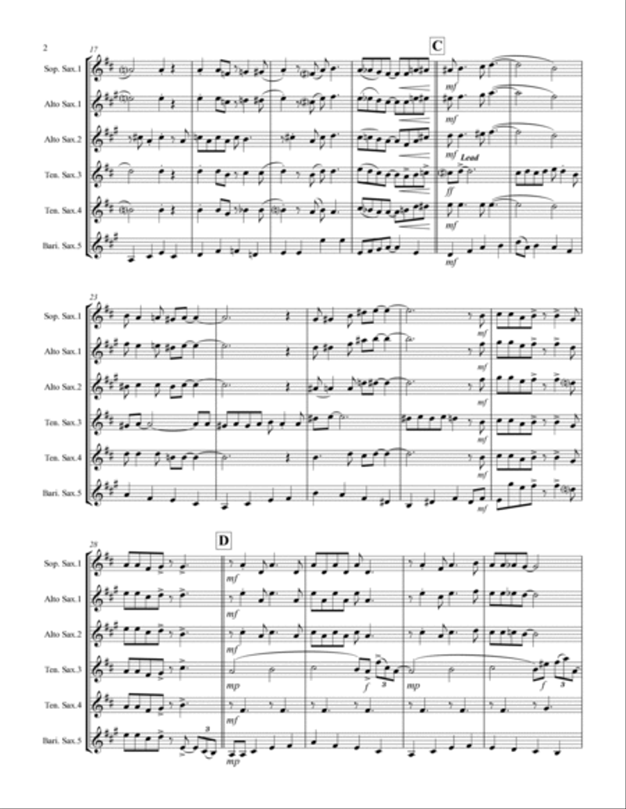 Sentimental Journey Saxophone Quintet scores gallery preview page 3