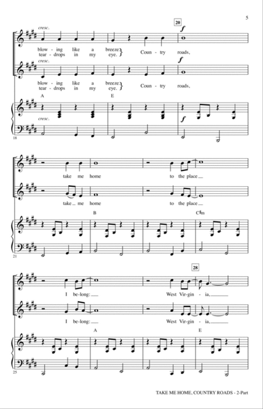 Take Me Home, Country Roads (arr. Roger Emerson) 2-Part scores gallery preview page 3