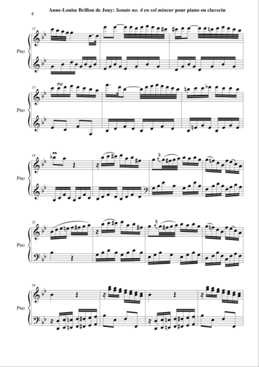 Anne-Louise Brillon de Jouy: Sonata no. 4 in g minor for piano or harpsichord Harpsichord scores gallery preview page 4
