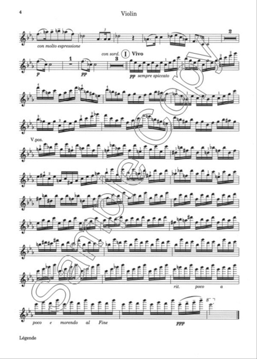 Legende in E flat for Violin Violin Solo scores gallery preview page 3