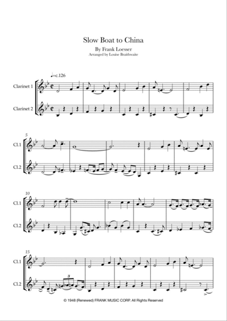 On A Slow Boat To China Woodwind Ensemble scores gallery preview page 2